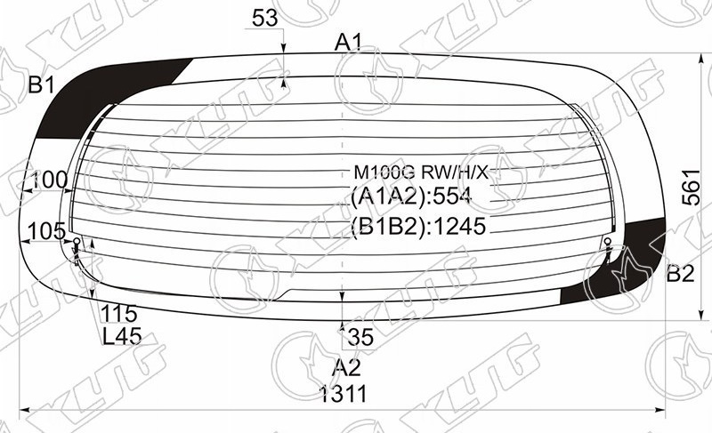 Стекло заднее с обогревом DAIHATSU STORIA, TOYOTA DUET XYG M100G RW/H/X  