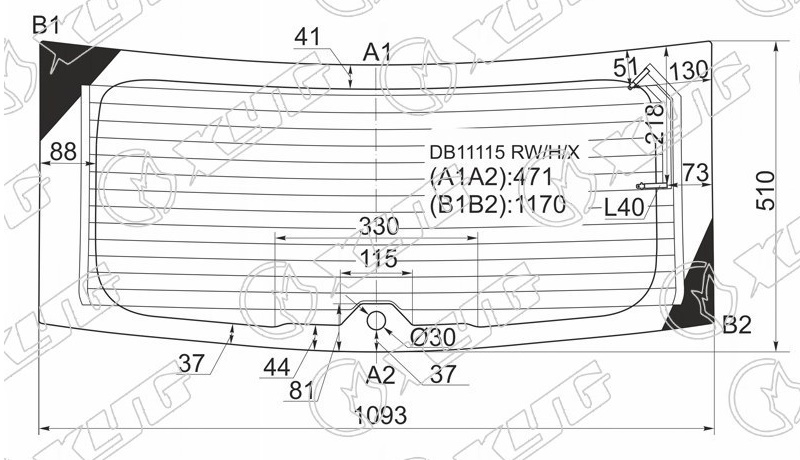 Стекло заднее с обогревом DODGE CALIBER XYG DB11115 RW/H/X 