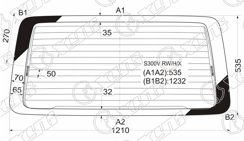 Стекло заднее с обогревом Daihatsu ATRAI, HIJET XYG S300V RW/H/X  