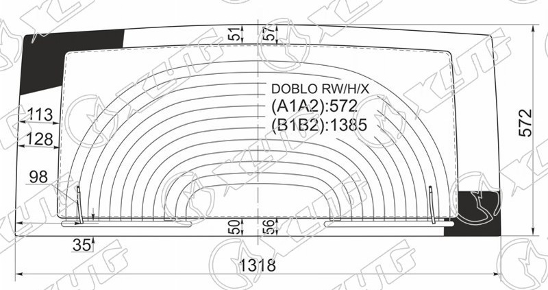 Стекло заднее с обогревом FIAT DOBLO XYG DOBLO RW/H/X 