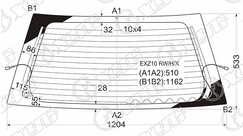 Стекло заднее с обогревом TOYOTA RAUM XYG EXZ10 RW/H/X 