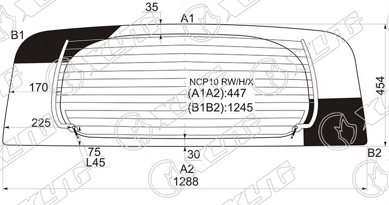 Стекло заднее с обогревом TOYOTA RACTIS XYG NCP10 RW/H/X 