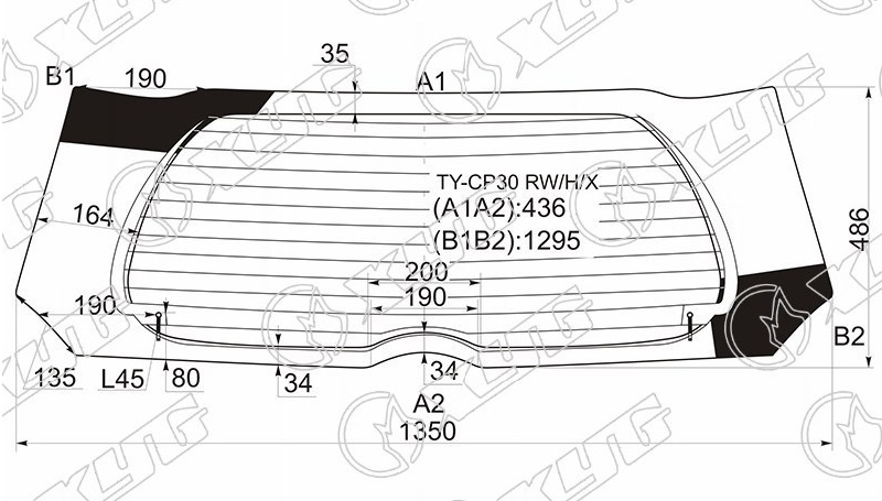 Стекло заднее с обогревом TOYOTA RACTIS, SUBARU TREZIA XYG TY-CP30 RW/H/X 