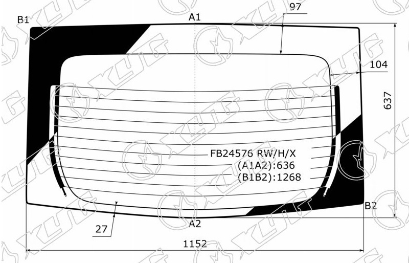 Стекло заднее с обогревом TOYOTA PRIUS XYG FB24576 RW/H/X 