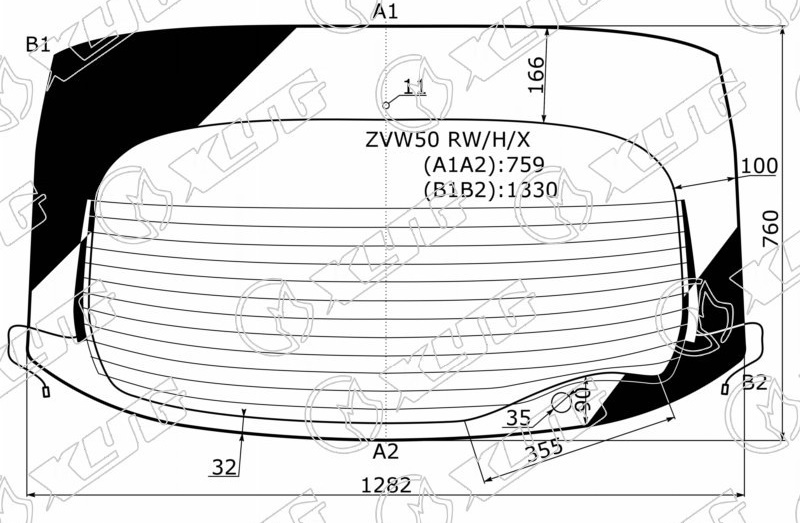 Стекло заднее с обогревом TOYOTA PRIUS XYG ZVW50 RW/H/X 