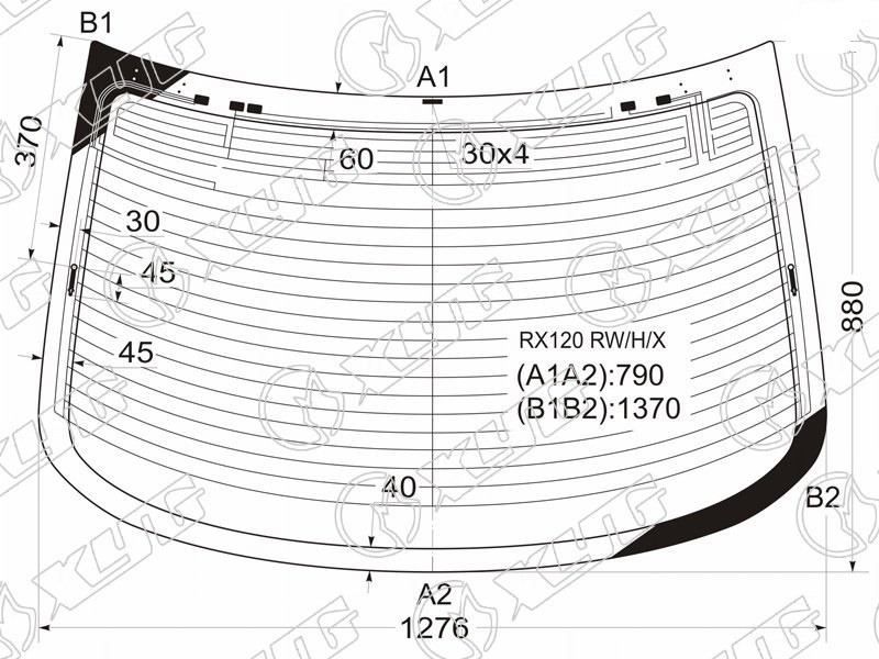 Стекло заднее с обогревом TOYOTA MARK X XYG RX120 RW/H/X 