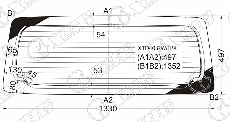 Стекло заднее с обогревом TOYOTA TOWNACE, DAIHATSU GRAN MAX XYG XTD40 RW/H/X 