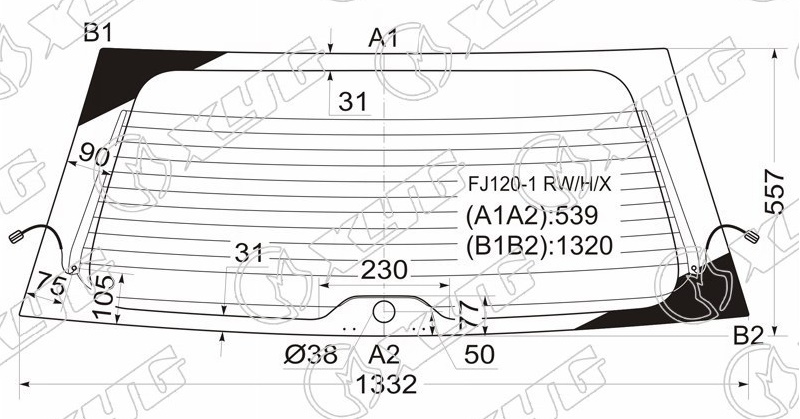 Стекло заднее с обогревом TOYOTA LAND CRUISER PRADO, LEXUS GX 470 XYG FJ120-1 RW/H/X 