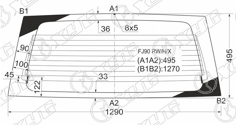 Стекло заднее с обогревом TOYOTA LAND CRUISER PRADO XYG FJ90 RW/H/X  