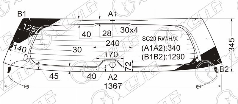 Стекло заднее с обогревом TOYOTA IST, SCION XD XYG SC20 RW/H/X 