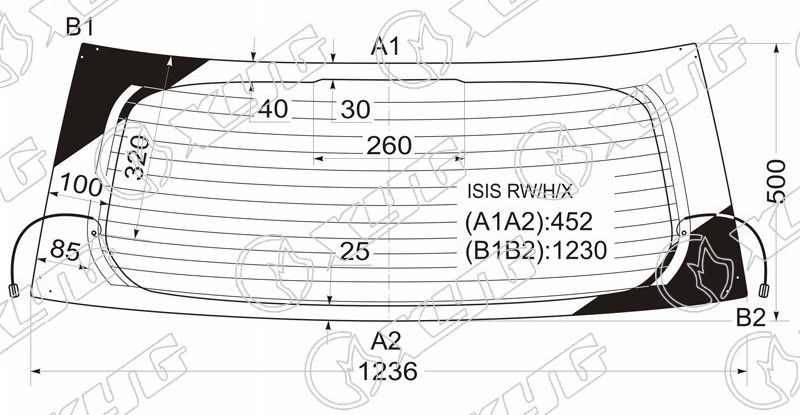 Стекло заднее с обогревом TOYOTA ISIS XYG ISIS RW/H/X 