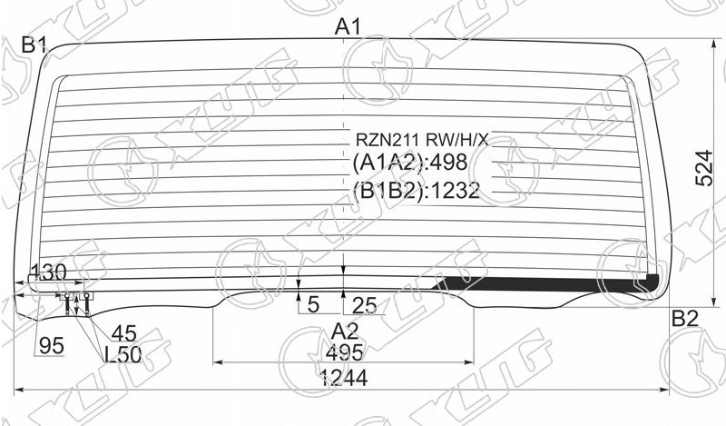 Стекло заднее с обогревом TOYOTA HILUX SURF, 4-RUNNER XYG RZN211 RW/H/X 