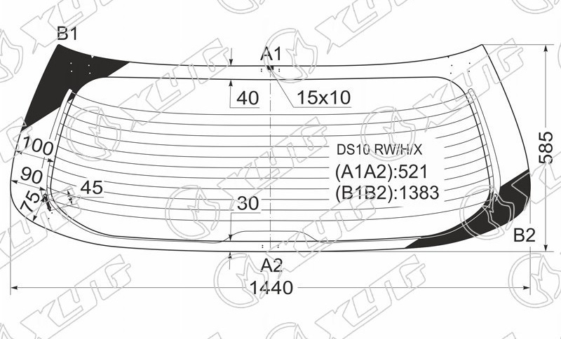 Стекло заднее с обогревом TOYOTA GAIA XYG DS10 RW/H/X 