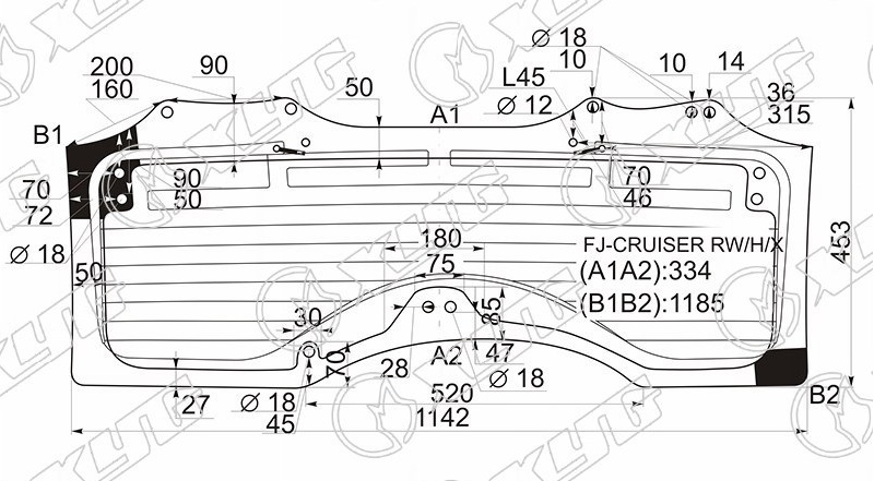 Стекло заднее с обогревом TOYOTA FJ CRUISER XYG FJ-CRUISER RW/H/X 