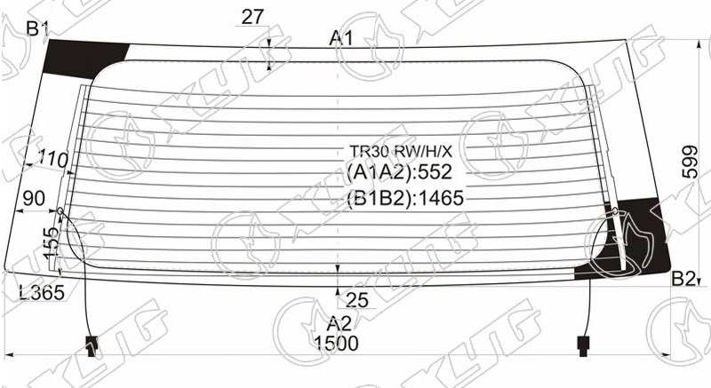 Стекло заднее с обогревом TOYOTA ESTIMA, PREVIA XYG TR30 RW/H/X 