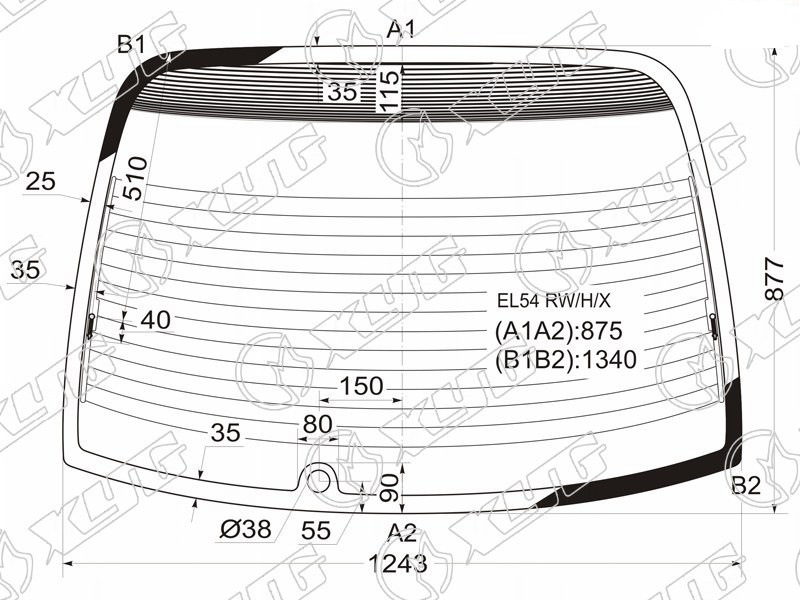 Стекло заднее с обогревом TOYOTA CYNOS, PASEO XYG EL54 RW/H/X 