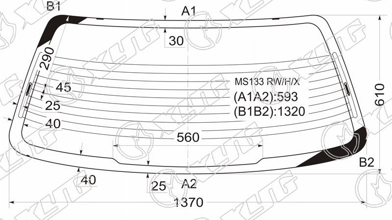 Стекло заднее с обогревом TOYOTA CROWN XYG MS133 RW/H/X 