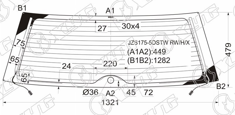 Стекло заднее с обогревом TOYOTA CROWN XYG JZS175-5DSTW RW/H/X 