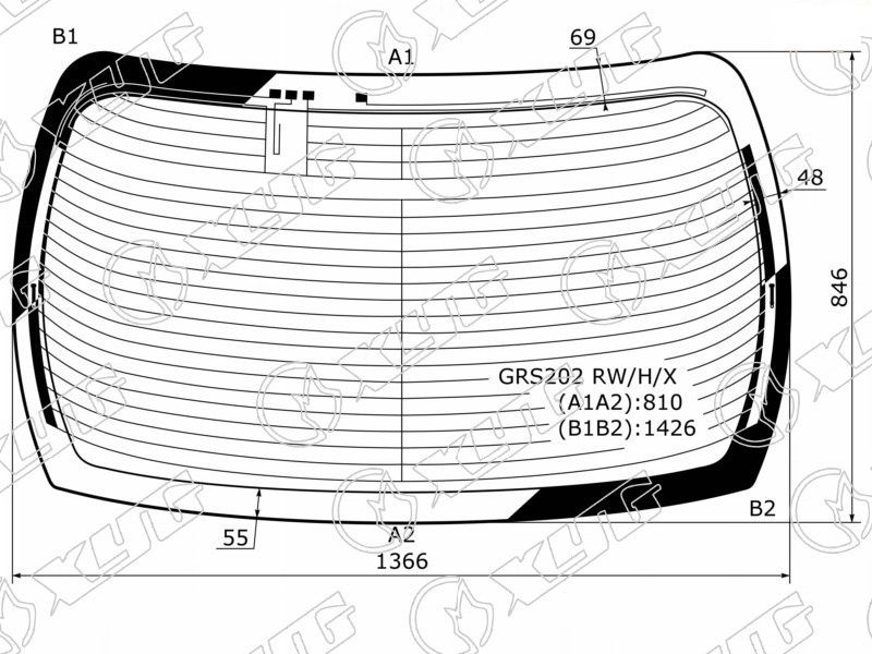 Стекло заднее с обогревом TOYOTA CROWN XYG GRS202 RW/H/X 