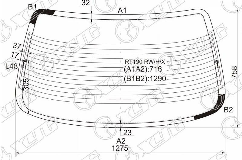 Стекло заднее с обогревом TOYOTA CORONA, CARINA XYG RT190 RW/H/X 