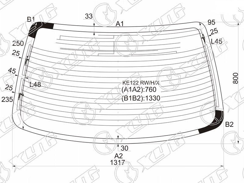 Стекло заднее с обогревом TOYOTA COROLLA LEVIN, SPRINTER TRUENO XYG KE122 RW/H/X 