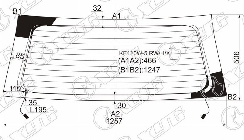 Стекло заднее с обогревом TOYOTA COROLLA FIELDER XYG KE120W-5 RW/H/X