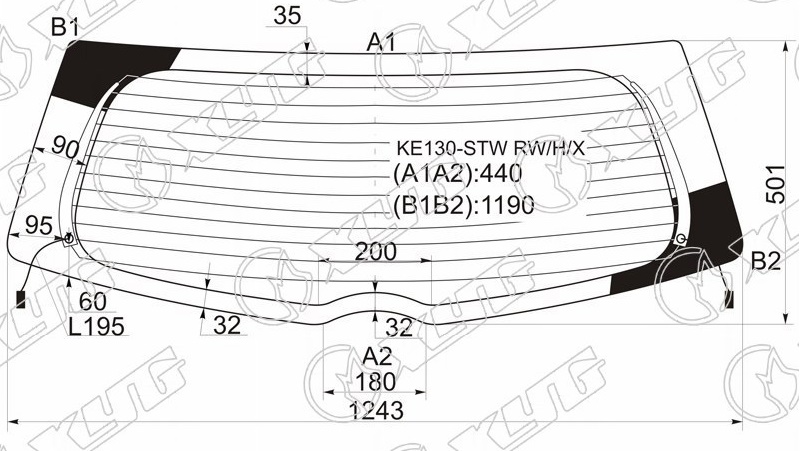 Стекло заднее с обогревом TOYOTA COROLLA FIELDER XYG KE130-STW RW/H/X 