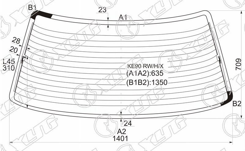 Стекло заднее с обогревом TOYOTA COROLLA XYG KE90 RW/H/X 