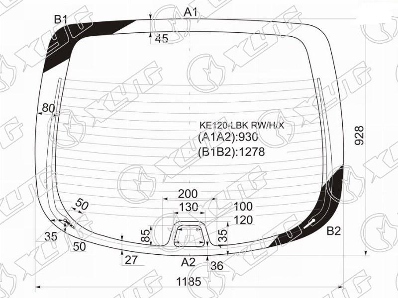 Стекло заднее с обогревом TOYOTA COROLLA XYG KE120-LBK RW/H/X 