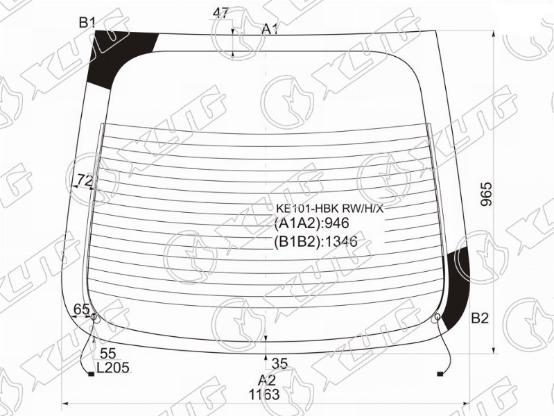 Стекло заднее с обогревом TOYOTA COROLLA XYG KE101-HBK RW/H/X 