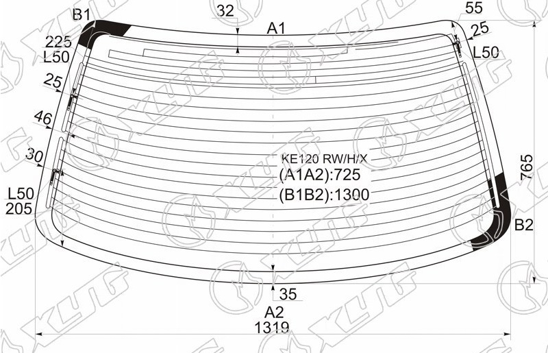 Стекло заднее с обогревом TOYOTA COROLLA XYG KE120 RW/H/X 