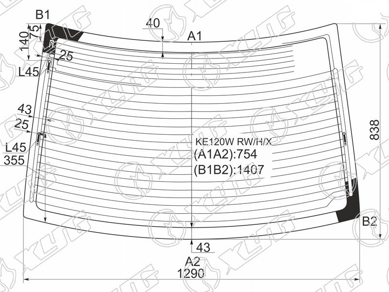 Стекло заднее с обогревом TOYOTA COROLLA XYG KE120W RW/H/X 