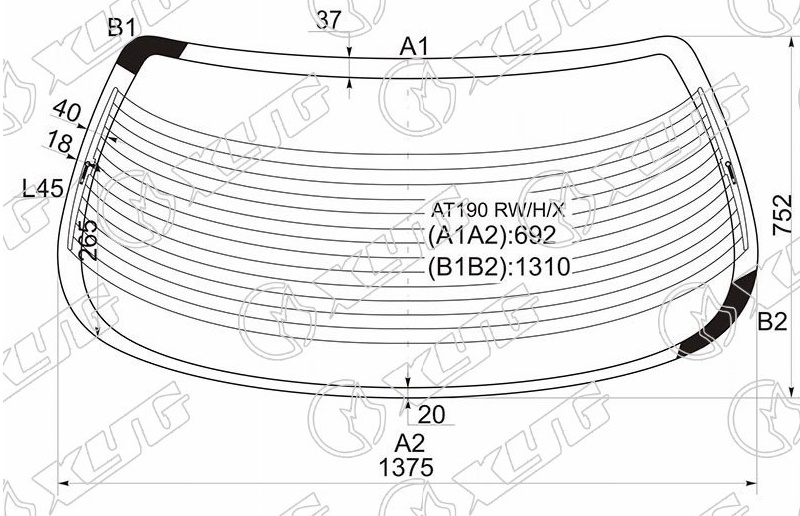 Стекло заднее с обогревом TOYOTA CARINA XYG AT190 RW/H/X 