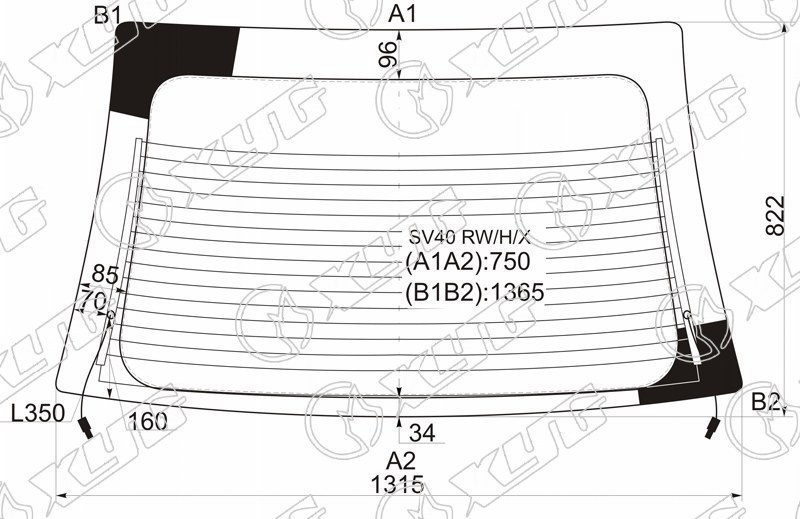 Стекло заднее с обогревом TOYOTA CAMRY, VISTA SED XYG SV40 RW/H/X 