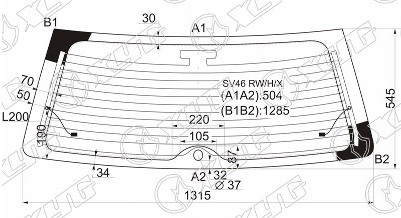 Стекло заднее с обогревом TOYOTA CAMRY GRACIA, MARK II QAULIS XYG SV46 RW/H/X 