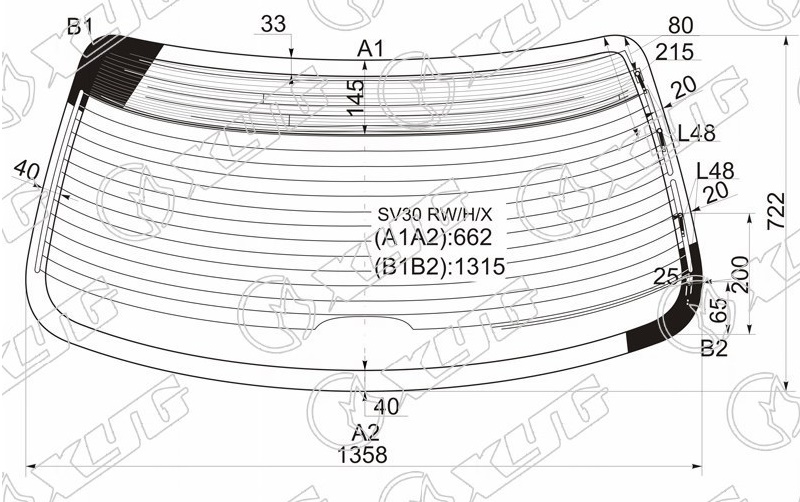 Стекло заднее с обогревом TOYOTA CAMRY XYG SV30 RW/H/X 