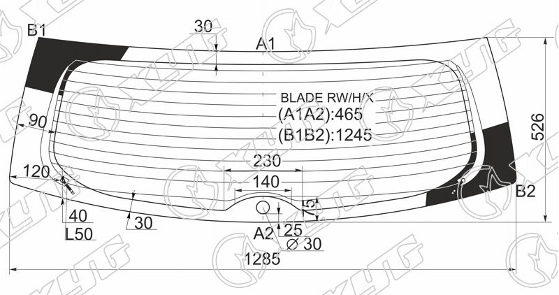 Стекло заднее с обогревом TOYOTA BLADE XYG BLADE RW/H/X 