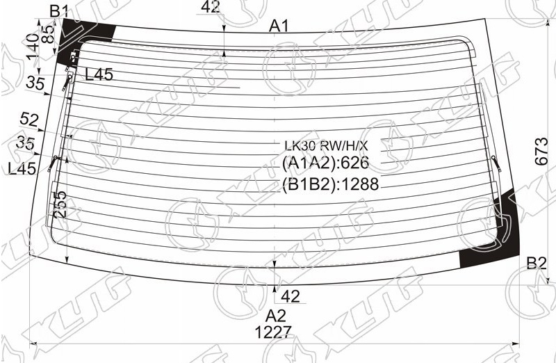 Стекло заднее с обогревом TOYOTA BELTA, YARIS XYG LK30 RW/H/X 