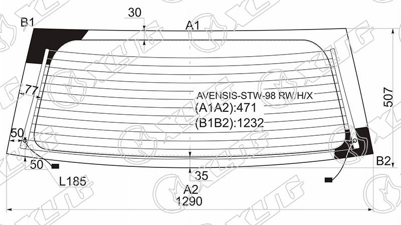 Стекло заднее с обогревом TOYOTA AVENSIS XYG AVENSIS-STW-98 RW/H/X 