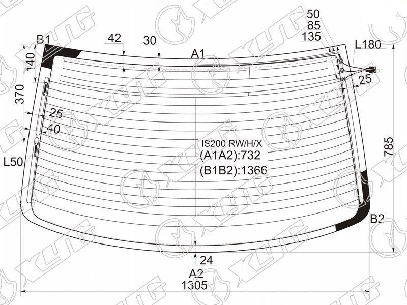 Стекло заднее с обогревом TOYOTA ALTEZZA, LEXUS IS 200, 300 XYG IS200 RW/H/X