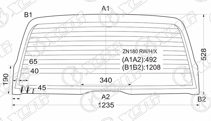 Стекло заднее с обогревом TOYOTA 4-RUNNER, HILUX SURF XYG ZN180 RW/H/X 