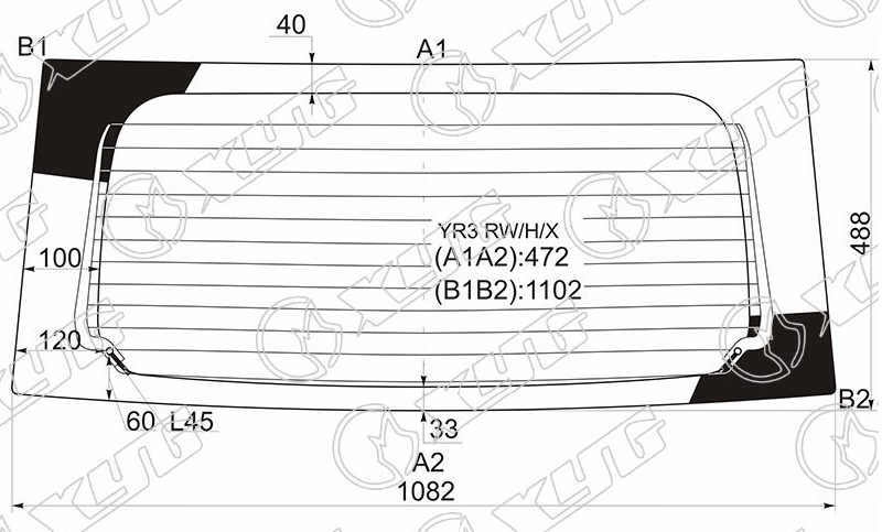 Стекло заднее с обогревом SUZUKI MR WAGON, NISSAN MOCO XYG YR3 RW/H/X 