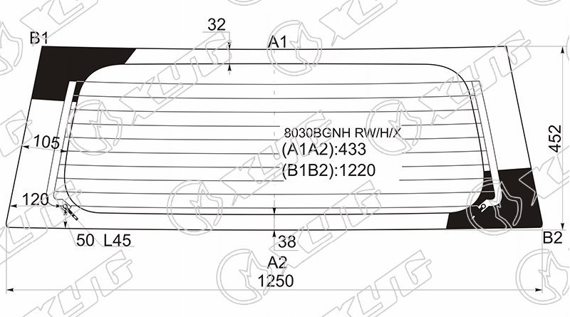 Стекло заднее с обогревом SUZUKI IGNIS XYG 8030BGNH RW/H/X 