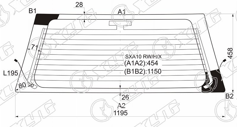 Стекло заднее с обогревом TOYOTA RAV4 XYG SXA10 RW/H/X 