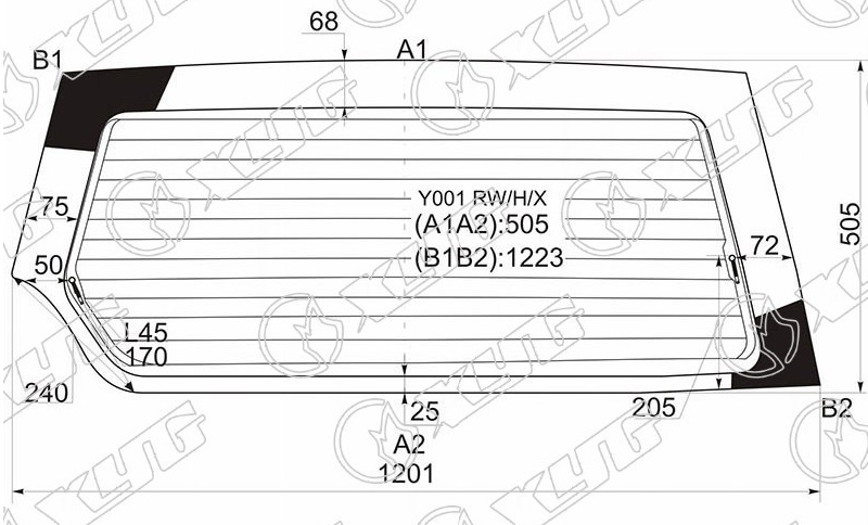 Стекло заднее с обогревом SUZUKI ESCUDO, VITARA XYG Y001 RW/H/X 