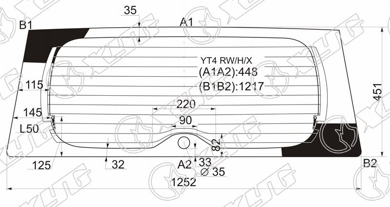 Стекло заднее с обогревом SUZUKI ESCUDO, GRAND VITARA XYG YT4 RW/H/X 