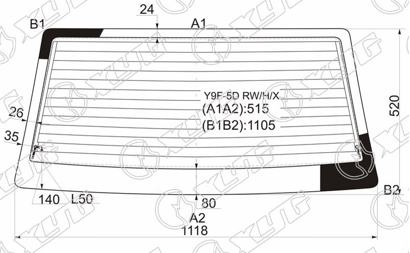 Стекло заднее с обогревом SUZUKI CULTUS SWIFT XYG Y9F-5D RW/H/X 