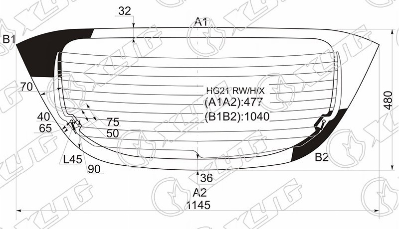 Стекло заднее с обогревом SUZUKI CERVO XYG HG21 RW/H/X 