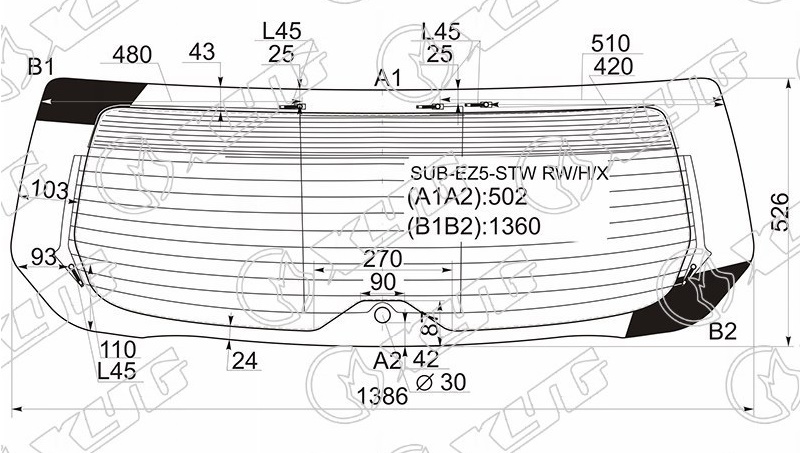 Стекло заднее с обогревом SUBARU LEGACY, OUTBACK XYG SUB-EZ5-STW RW/H/X 