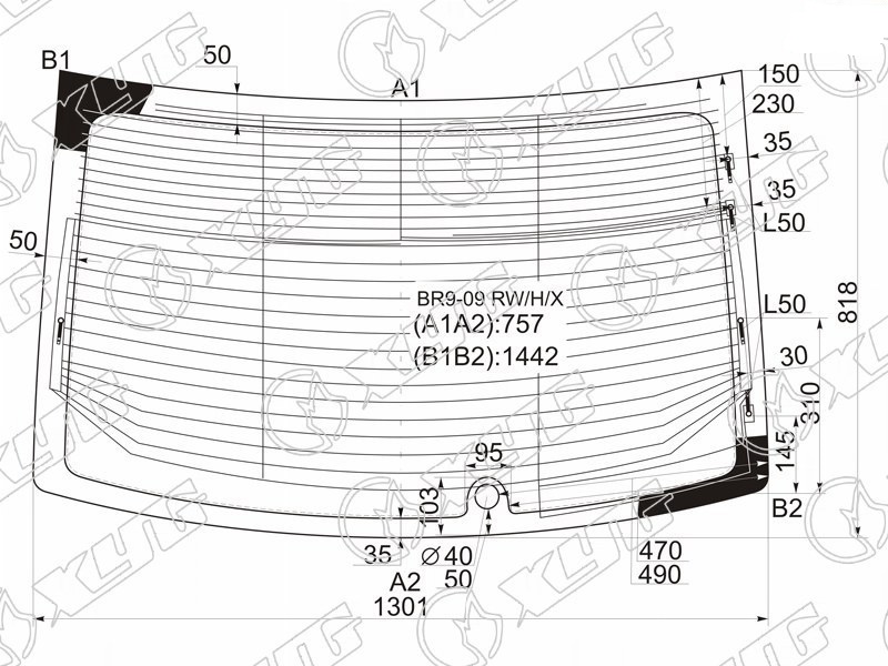 Стекло заднее с обогревом SUBARU LEGACY XYG BR9-09 RW/H/X